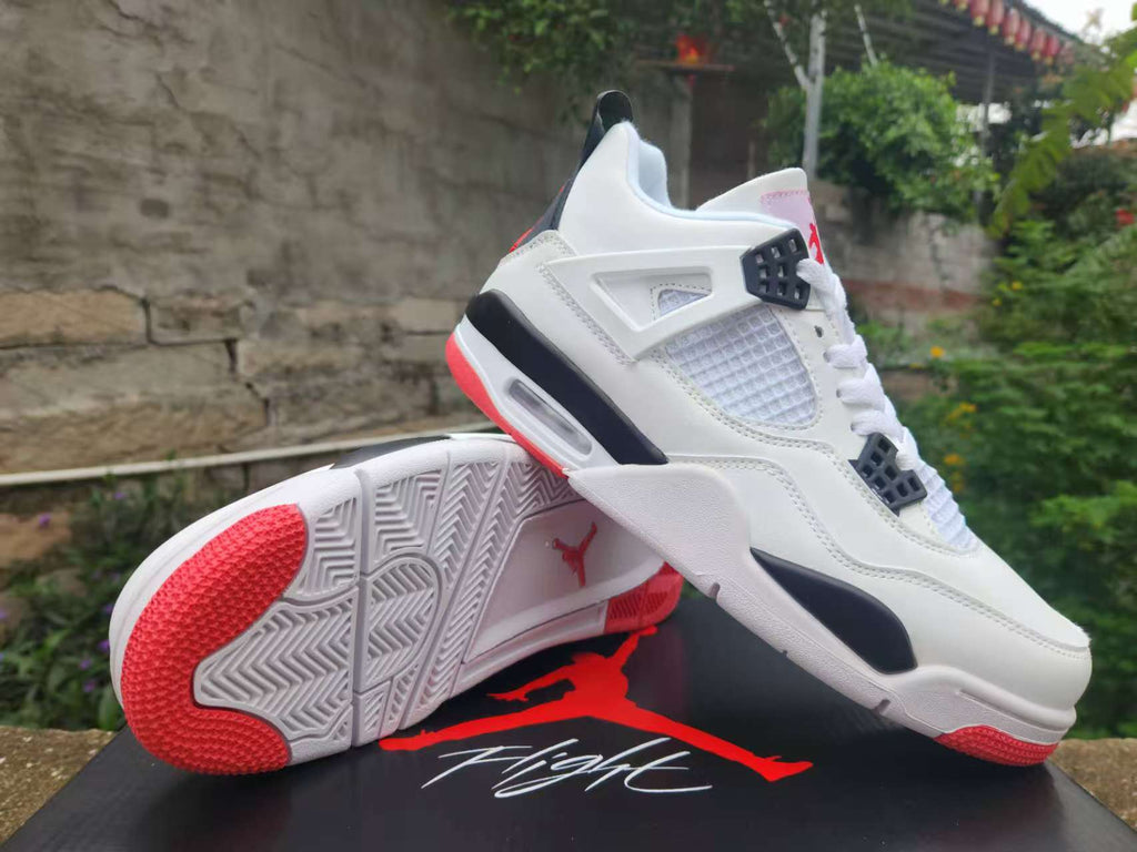 Air Jordan 4 Retro White-Red Sneakers | Scarlet Punctuation