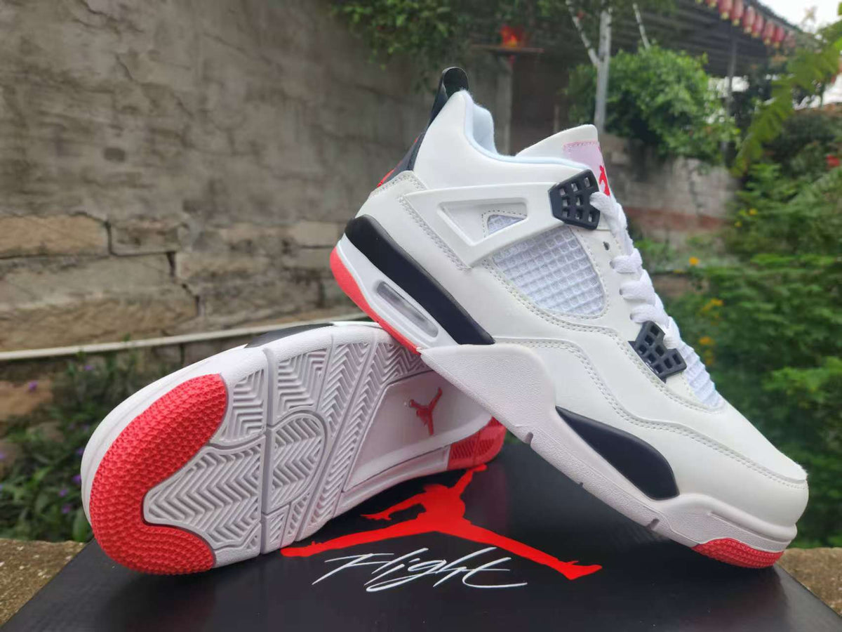 Air Jordan 4 Retro White-Red Sneakers | Scarlet Punctuation