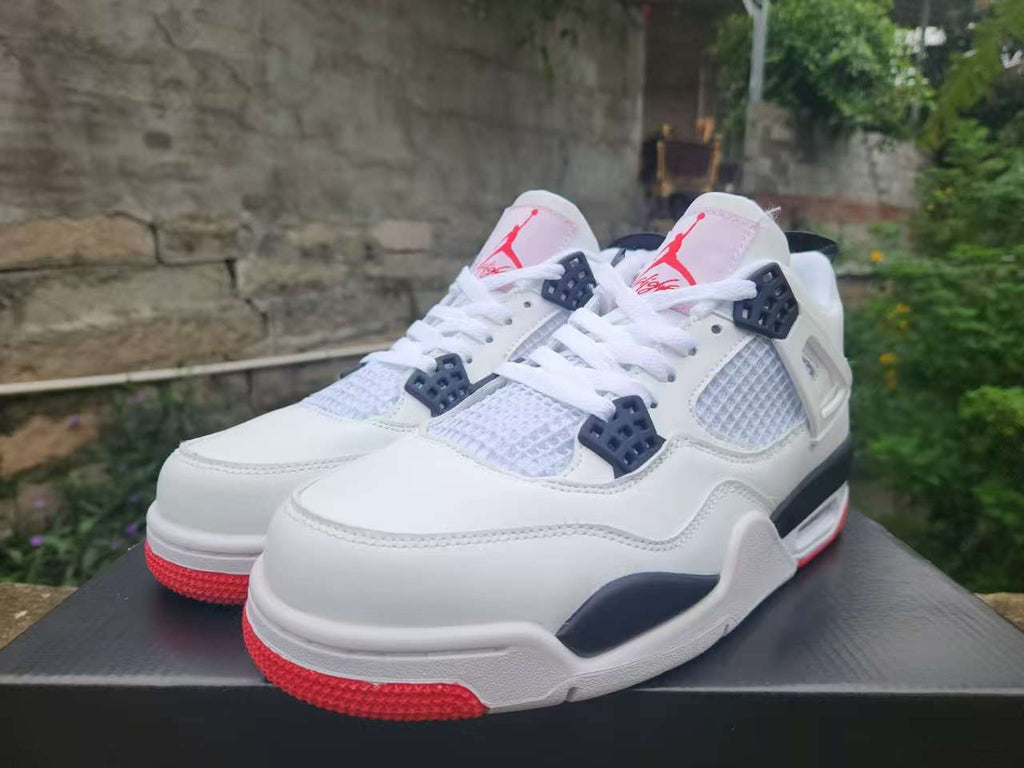 Air Jordan 4 Retro White-Red Sneakers | Scarlet Punctuation