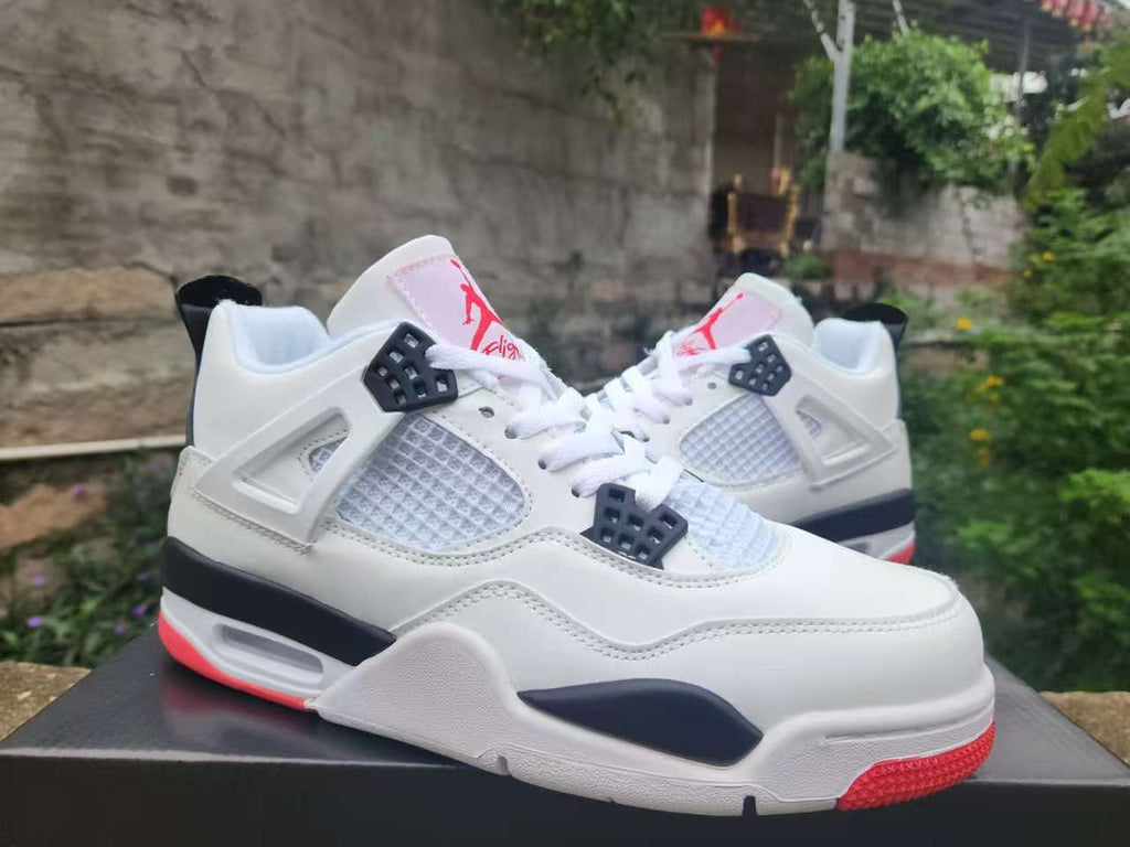 Air Jordan 4 Retro White-Red Sneakers | Scarlet Punctuation