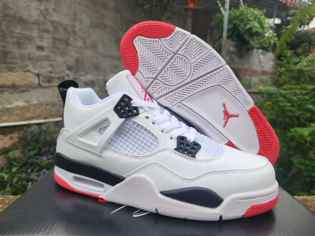 Air Jordan 4 Retro White-Red Sneakers | Scarlet Punctuation